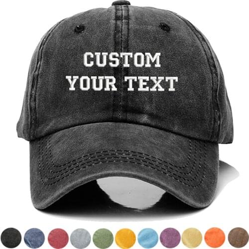 Personalized Custom Text LOGO Name Embroidery Washed Cotton Baseball Cap Men & Women Summer Hats Snapback Cap Dropshipping