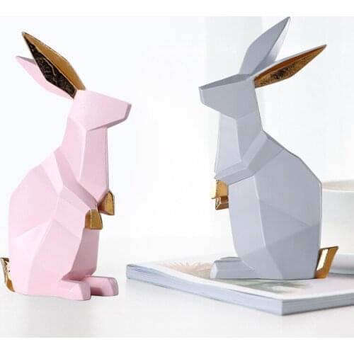 COLOR RESIN ORNAMENTS NORDIC SIMPLE GEOMETRY ANIMAL RABBIT SOFT HOME RESIN ORNAMENTS