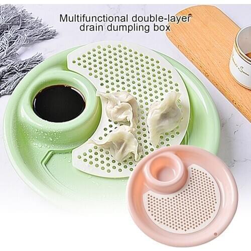 Draining Dumpling Plate Double-layer Dumpling Dish Plastic Kitchen Food Draining Tray Kitchen Utensils
