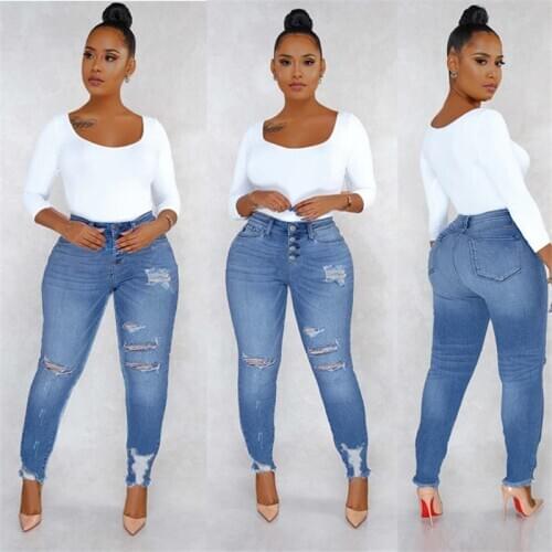 New Arrival Ripped Jeans For Women Casual Denim Long Pants Fashion Office Ladies Jeans Pencil Pants S-3XL drop shipping