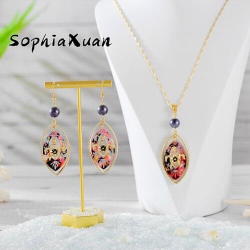 SophiaXuan Animal Hawaiian Jewelry Set Fashion Trendy Acrylic Turtle Pendant Necklaces Earrings Sets Wholesale for Women Gift
