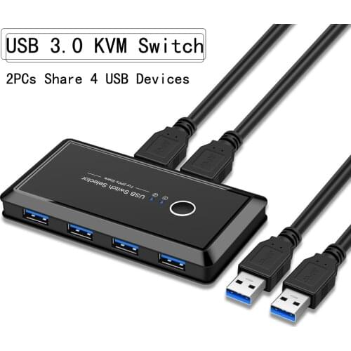 USB 3.0 KVM Switcher for Windows10 8 7 PC Keyboard Mouse Printer 2 PCs Sharing 4 Devices USB 2.0 Switch Selector