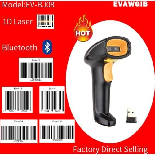 1d Laser Barcode Scanner Bluetooth Barcode reader Handheld With Bracket USB interface Plug-and-play EVAWGIB for iphone for ios