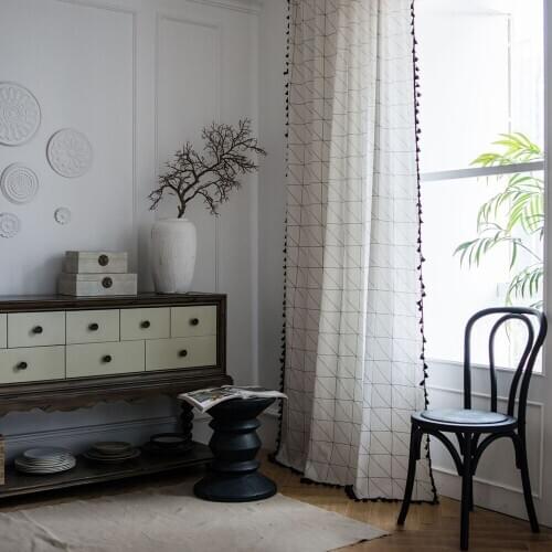 Lychee Geometric Plaid Window Blackout Curtain Modern Shade Curtains for Living Room Bedroom Window Curtain Drape