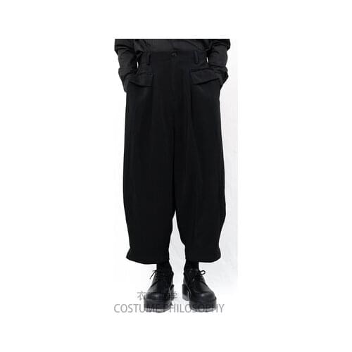 Philosophy, Yamamoto style, Yoji mens slacks, Capri Pants, super-loose, dark, tight-fitting Harem culottes