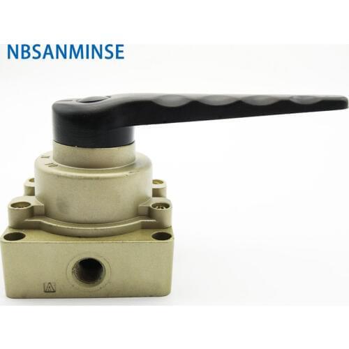 NBSANMINSE Hand Switching Valve 1/8 1/4 3/8 HV2 HV3 HV4 Mechanical Aluminum Valve Drawing Valve Pneumatic Air Valve