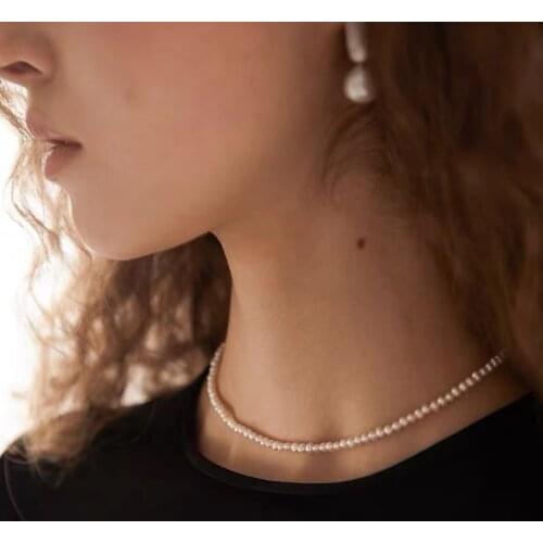 BaroqueOnly Natural Freshwater 2-4mm little Pearl Necklace 36cm+8cm adjustable14k gold filled Choker Necklace for Women NVA