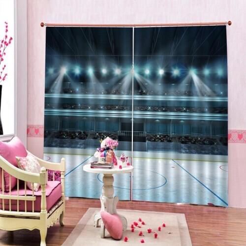 Custom Hockey 3D Blackout Curtains Photo of a Sports Arena Full of People Fans Audience Match Drapes For Living room Bedroom Set