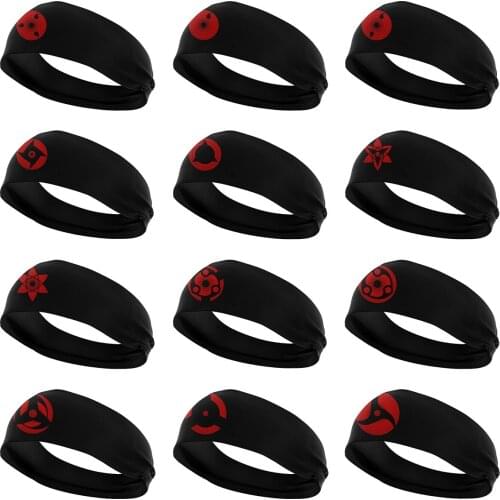 Anime Ninja writing wheel eye kaleidoscope seal headband Cosplay hairband high elastic quick drying sports Headband