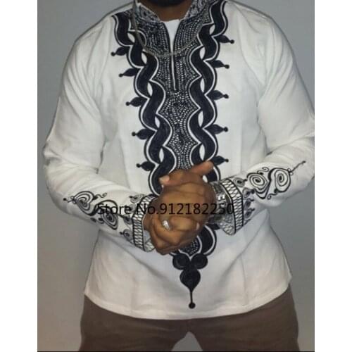 Dashiki Men Shirt 2021 Brand Hip Hop Streetwear Casual Men African Clothes Slim Fit Long Sleeve Chemise Homme African Clothing