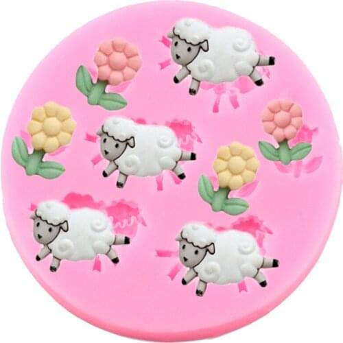 Sheep Animals Silicone Mold Party Flower Cupcake Fondant Cake Decorating Tools DIY Candy Polymer Clay Chocolate Molds