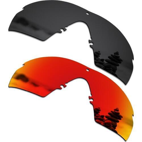 SmartVLT 2 Pieces Polarized Sunglasses Replacement Lenses for Oakley Si M Frame 2.0 Stealth Black and Fire Red