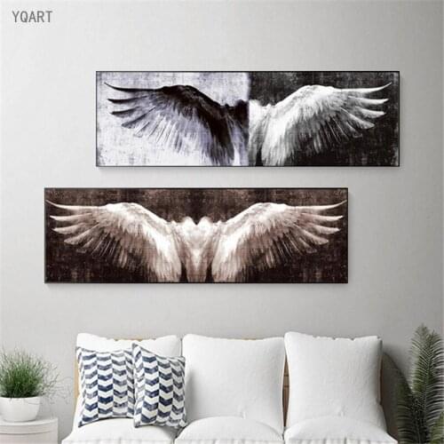 Modern Abstract Artwork Angel Wings Poster Canvas Painting Black White Pictures Wall Art Cuadros for Home Living Room Decoration