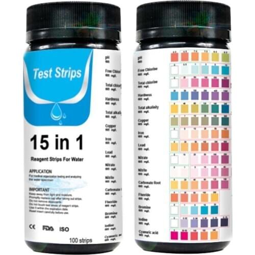 100 Pcs Water Test Strips 15-in-1 Aquarium Water Quality Test Strips Aquarium