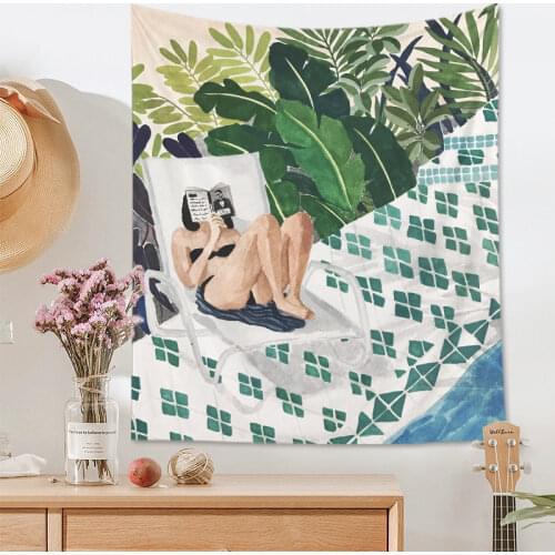 Tropical Tapestry Wall Hanging Home Decor Portrait Print Bedroom Tapestry Wall Fabrics Cartoon Aesthetic Room Decor Mural Tapiz