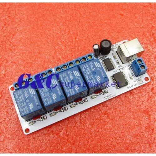 Smart Home 12V 4 Channel USB Relay Module Programmable Computer Control diy electronics