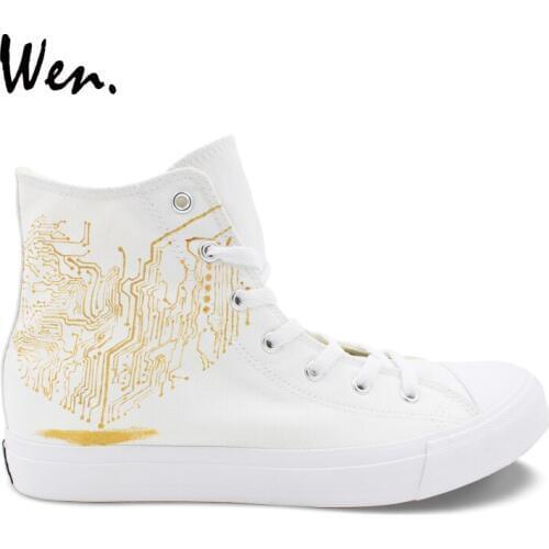 Wen Design Original Shoes Hand Painted Heart LOVE Logo High Top Unisex Canvas Sneakers Lover Couple Athletic Gym Plimsolls