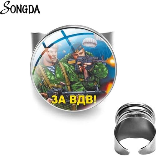 Vintage Russian Classic Airborne® Troops Rings Special Forces USSR Cartoon Men Open Ring Military fans Gifts Jewelry Accessories