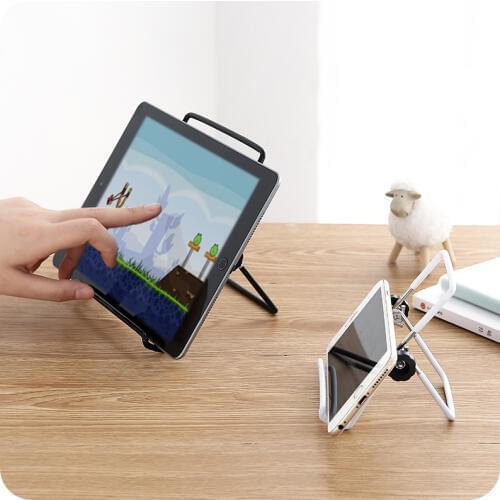 Rotatable Storage Rack Metal Watch Tv Folding Mobile Phone Holder To Watch Live Shelf Multi-function Tablet Phone Holder