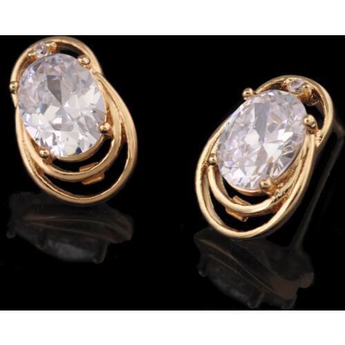 2017 High Quality Women Stud Earrings AAA+ Zircon18k Gold color MxGxFam