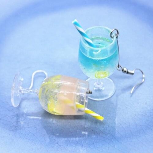 1 Pair Fashion Funny Simulation Resin Juice Goblet Hypoallergenic Big Earrings Womens Creative Jewelry Gifts For Best Friend
