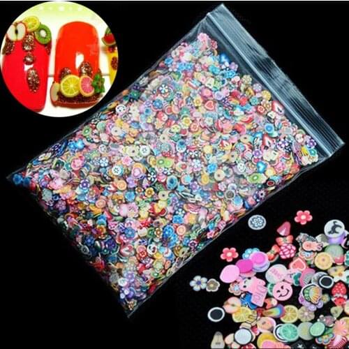 1 Pack Polymer Clay Nail Decorations 3d Nail Art Decoration Mix 5mm Flowers Feather Fruit Fimo Cane For DIY Nail Phone Supplies