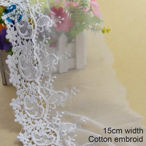 10yard 15cm wide Cotton embroid lace sewing ribbon guipure trims fabric warp knitting DIY Garment Accessories wedding lace#3391