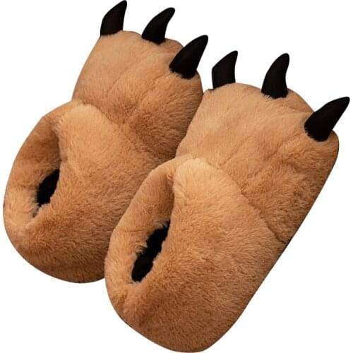 2020 Winter Warm Soft Indoor Floor Slippers Women Men Children Shoes Paw Funny Animal Christmas Monster Dinosaur Claw Plush Home