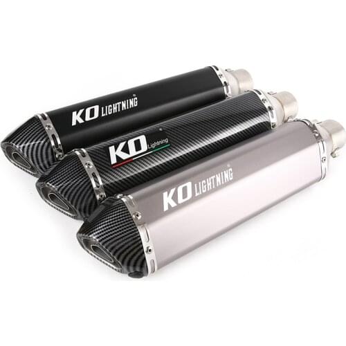 38-51mm Universal Motorcycle Muffler Exhaust Pipe Removable Silencer Baffles 470mm End Tips Stainless Steel Slip On Modified ATV