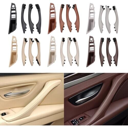 4Pcs Auto Interior Door Trim Pull Handle Real Leather for BMW F10 F11 F18 5series 2010 2011 2012 2013 2014 2015 2016 2017