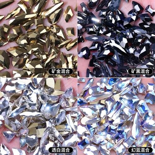 Diamond nail nail art rhinestone jewelry flat black diamond ore black iridescence through conventional drill mixed new white
