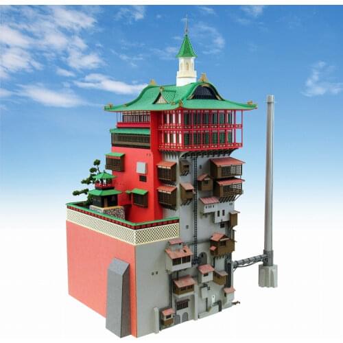 Anime Spirited Away Aburaya Bathhouse 3D Paper Model Assembly Papercraft Puzzles Educational Kids Toys Birthday Gift Decoration