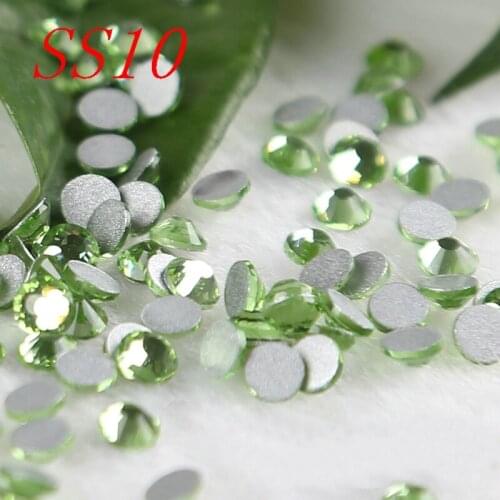 Free Shipping! 1440pcs/Lot, ss10 2.7-2.8mm light green Flat Back Non Hotfix Rhinestones nail jewelry rhinestones