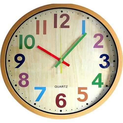 Silent Kids Wall Clock 12 Inch Non-Ticking Battery Operated Colorful Decorative Clock