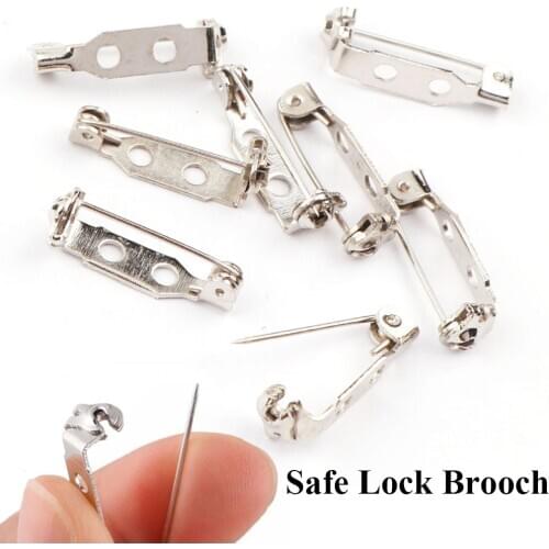 20pcs/set 4 Sizes Plated Iron Brooch Pins Back Bar Badge Holder Safe Lock Brooch Pins DIY Simple Jewelry Accessories Top Quality