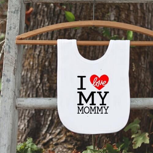 Cute Baby Boy Girl I Love My Mommy Daddy Grandpa Grandma Aunt uncle Bib baby shower one year old first 1st birthday gift present