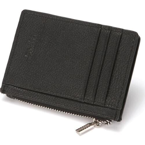 Fashion New Quality Genuine Leather Card Holder Black Brown Soft Zip Coin Pocket ID Credit Cards Holders For Men Free Shipping
