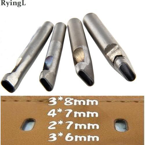 4pcs Mix 4 Sizes Oval Shape Hole Punch Cutter Belt Watch Band Gasket Hollow Leather Diy Tool