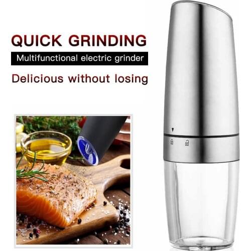 Electric Salt and Pepper Grinder Set Gravity Battery Powered Pepper Grinder Coffee Bean Mill Spice Kitchen Tools Stainless Steel