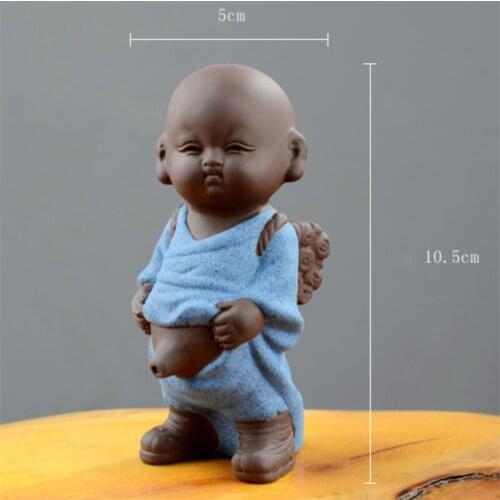 Creative Purple Clay Tea Pets Ornament Buddha Figurines Little Monk Yixing Baby Boy Spray Pee Tea Table Home Decoration Crafts
