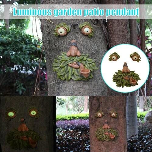 Tree Face Decoration Resin Leaf Tree Face Garden Courtyard Cartoon Style Pendant Interesting adornos de jardin exterior