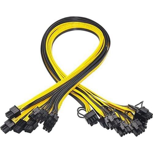Quality 10 Pcs 6 Pin PCI-E to 8 Pin(6+2) PCI-E (Male to Male) GPU Power Cable 50cm for Image Cards Mining Server Breakout Board