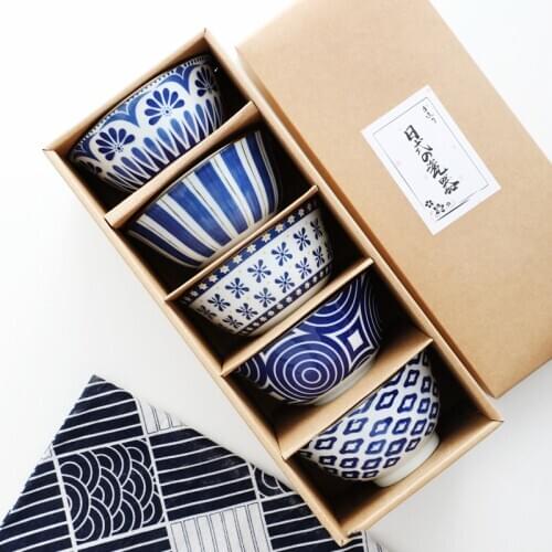 Ceramic Dish Bowl Tableware Set Kitchen Soup Noodle Rice Bowl Ramen Sauce Serving Bowl Spoon And Tea Cup Restaurant Gift Box