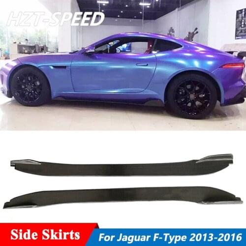 2 PCS Carbon Fiber Material Car Body Kit Side Skirts Extensions Lip For Jaguar F-Type Tuning 2013-2016