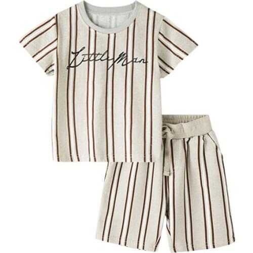 Jumping Meters Summer Suits Boys Two-piece Childrens Short-sleeved Trousers Pattern Children Stripes Fashion Clothes 2-7Years