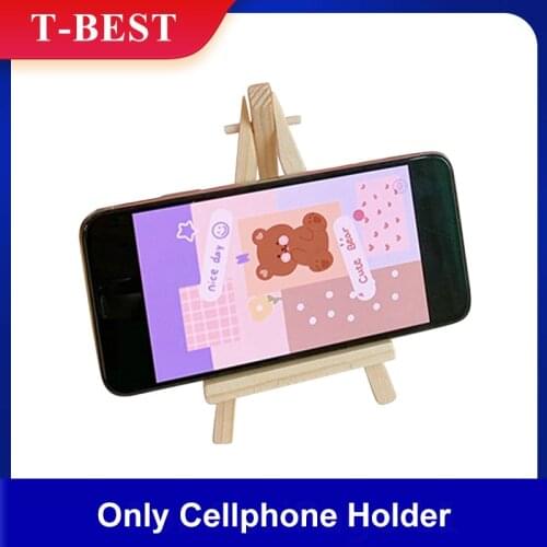 Lightweight Wooden Cellphone Holder Stable Tripod Desktop Phones Stand Decorative Dock Universal Desk Stand