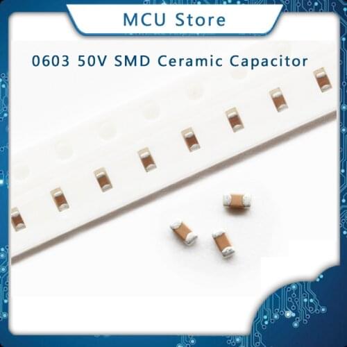 100pcs 0603 50V SMD Thick Film Chip Multilayer Ceramic Capacitor 1pF - 22uF 10NF 100NF 1UF 2.2UF 4.7UF 10UF 1NF 100PF