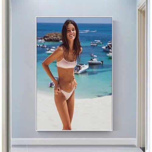 Aude Mangharam Sexy Model Pretty Girl Swimsuit Pose Wall Silk Cloth HD Poster Art Home Decoration Gift