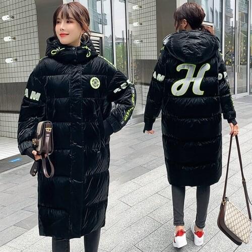 LISYRHJH 2020 Fashion Winter Coat Jacket Womens Hooded Warm Parkas High Quality Glossy Female Long Winter Collection Jacket