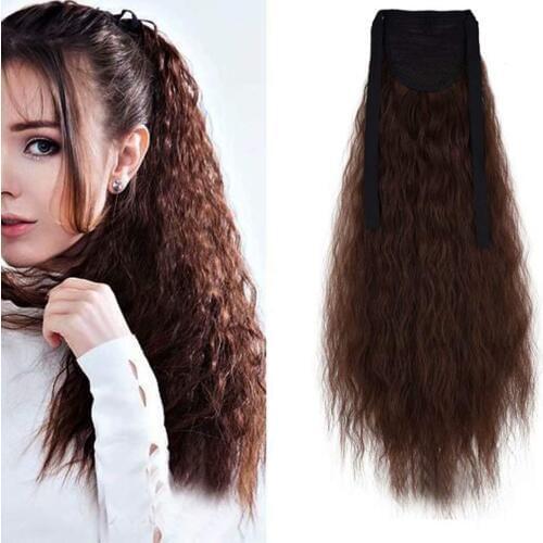 MSTN Synthetic Long Water Wave Clip in Ponytail Extension for Women Hairpiece Hair Extensions Fluffy Pony Tail Fake Hair